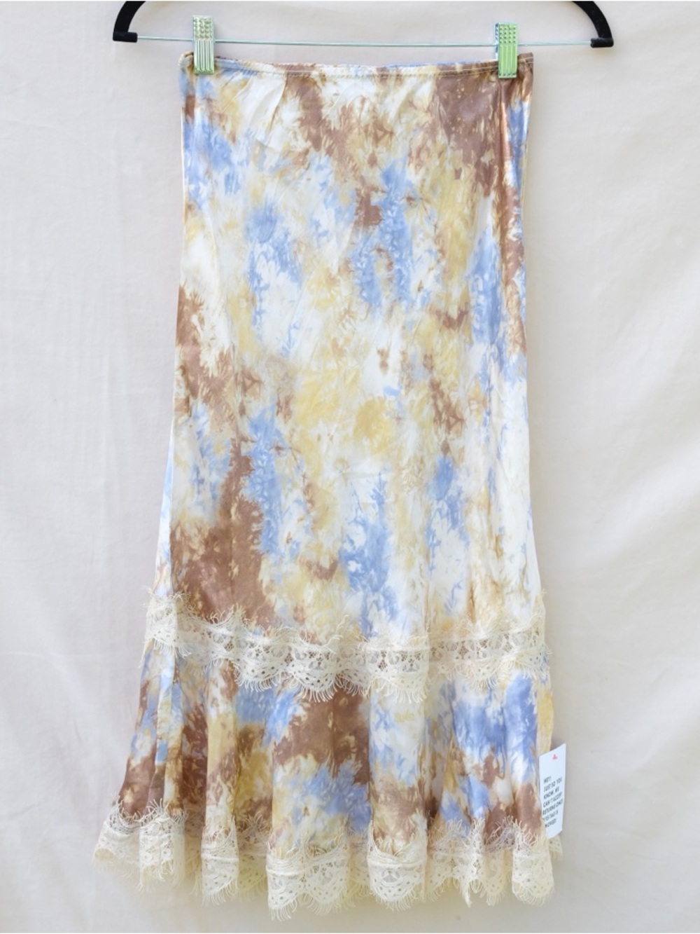 NWT Topshop Tie Dye Satin Midi Skirt Lace‎ Trim 90s Y2K Size 6